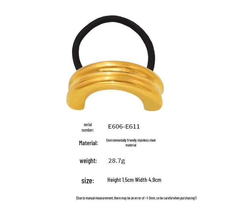 Qiong Yao Embossed Stainless Steel Elastic Hair Tie – High-Grade Textured Hair Accessory, Trendy Ornament