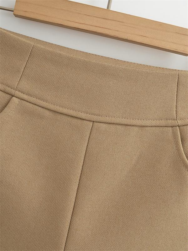 2026 Women's Slim High Waist Khaki Suit Shorts - Elegant, Straight Leg Casual Hot Pants