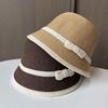 Dome contrasting knot knitted bucket hat summer seaside vacation sun hat ladies sun protection face hat