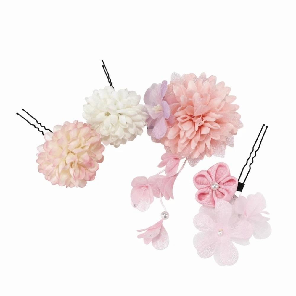 

Elegant Kimono Hair Clips Japanese Style Hair Accessories Set Ancient Style рожевий