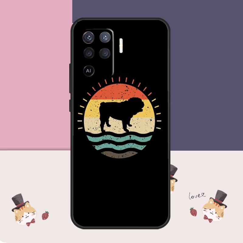 English Bulldog Heartbeat Case For Oppo A38 A58 A78 A98 A54 A74 A94 A18 A57 A17 A77 A80 A60 A40 A96 A76 A16 A15 A5 Pro