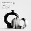 Elegant Wabi-Sabi Ceramic Vase with Black and White Stripes - Perfect for Living Room Decoration and Floral Arrangements