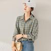 Women's Retro Green Plaid Long Sleeve Shirt