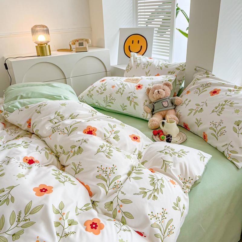 Chic Botanical Duvet Cover Garden Floral Bedding Set 4 Pieces Leaves Duvet Covers Set For Girls Women Farmhouse Comforter Cover