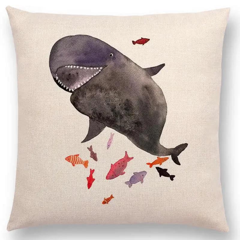 Newest Fashion Nordic Style Whale Cushion Cover Ocean Whales Home Pillow Case   Pillows Covers