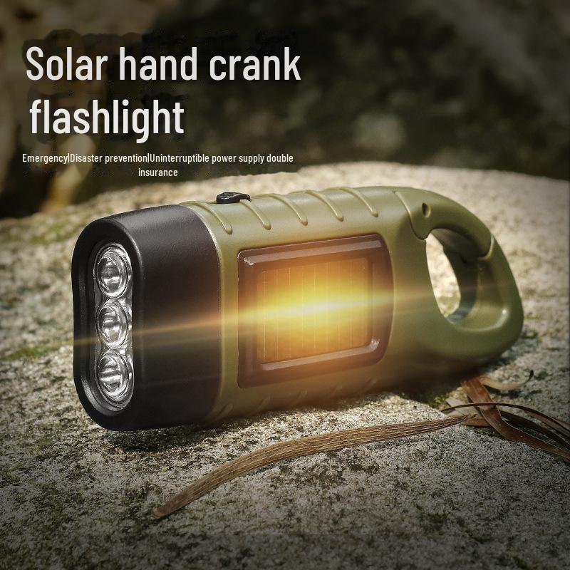 Hand-cranked Solar Power Flashlight: Portable Emergency Light