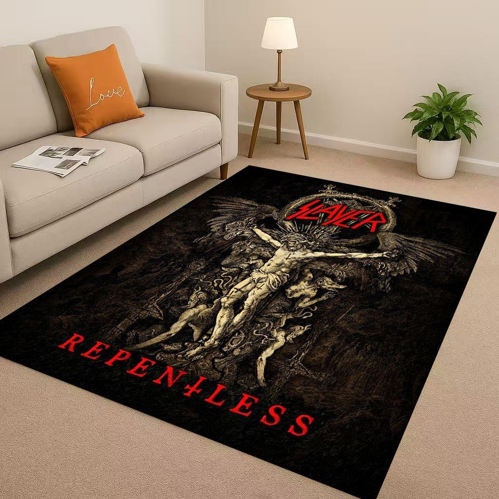 

New Slayer Thrash Metal Rcck Band Skull Sign Living Room Non-Slip Area Rug Carpet for Bedroom Playroom Sofa,Home Decor Doormat 40x60cm( 15x23in )