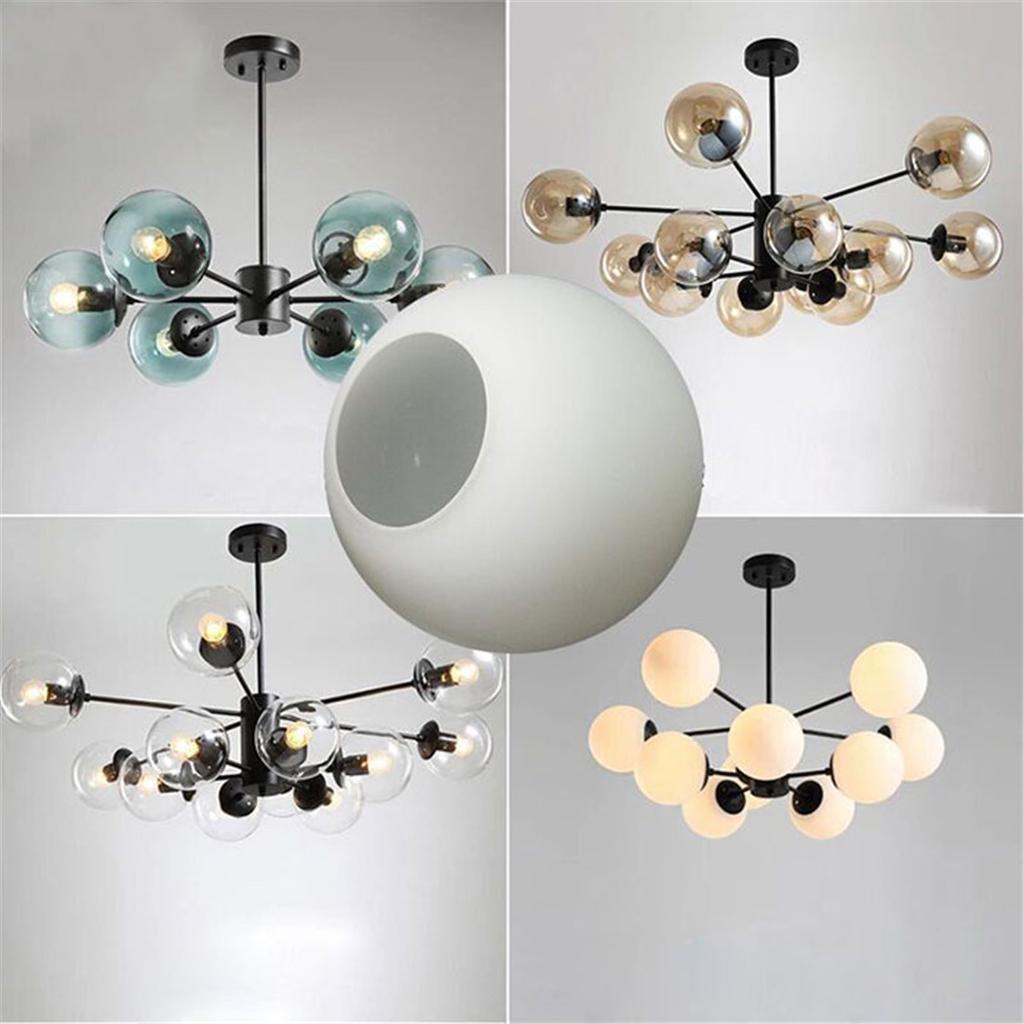 Klarer, weiß-grauer Ersatzglasschirm in verblassender Farbe für Magic Bean Kronleuchter-Pendelleuchte, grau-blaue Kugel-Lampenschirmfassung