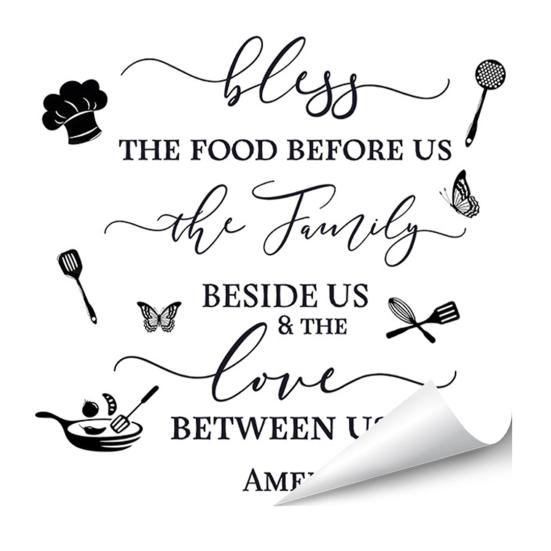 Kitchen Quotes Wall Sticker Removable PVC Wall Art Sign Peel And Stick Wall Decals for Dining Baking Room Bar Restaurant Home Decor