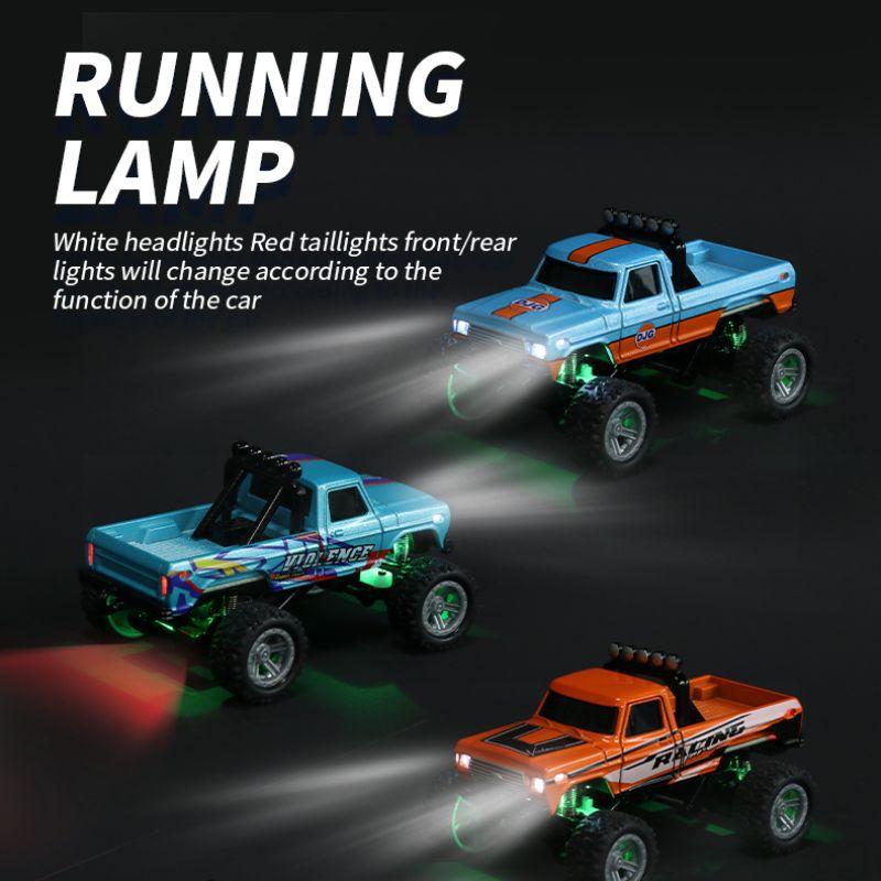 Rc Off-Road Monster Truck 1/64 Remote Control Mini Climbing Car, Alloy Material, 2.4G Remote Control Electric Off-Road Vehicle.
