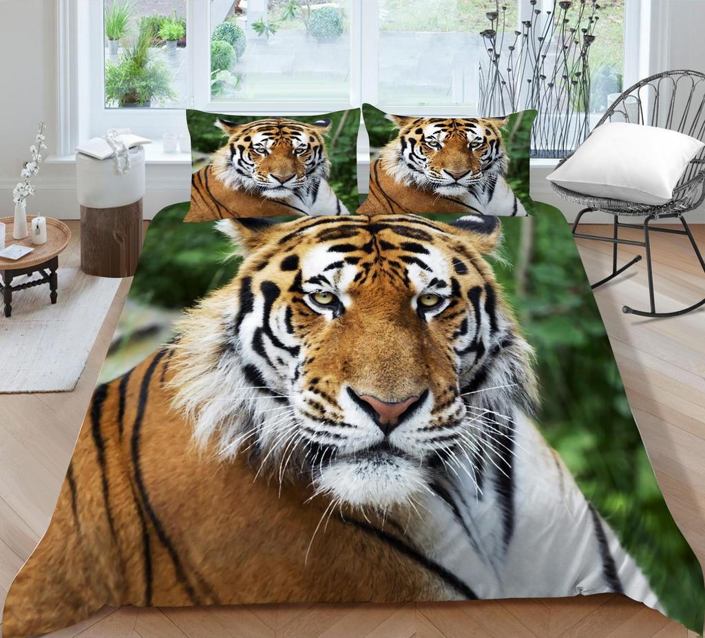 3D Tiger Pattern Quilt Cover Home Bedding Set AU Full Size Single/Double Home Decoration