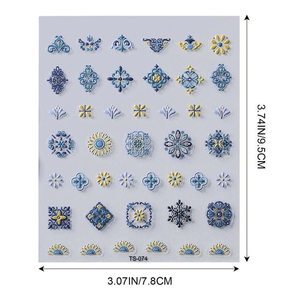 3D Flowers Manicure Stickers Self Adhesive Embossed Nail Decals for Women Manicure Decoration
