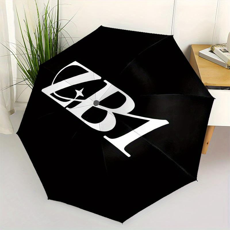 1pc ZB1 Logo Design Umbrella with Plastic Handle,Suitable for All Seasons Home Travel Outdoor UmbrellaM1276