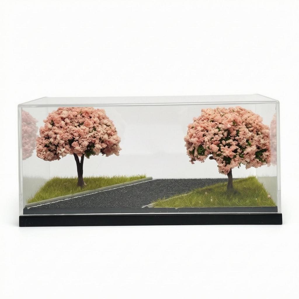 Cherry Blossom Diorama Pink Flowering Trees Box Textured Road