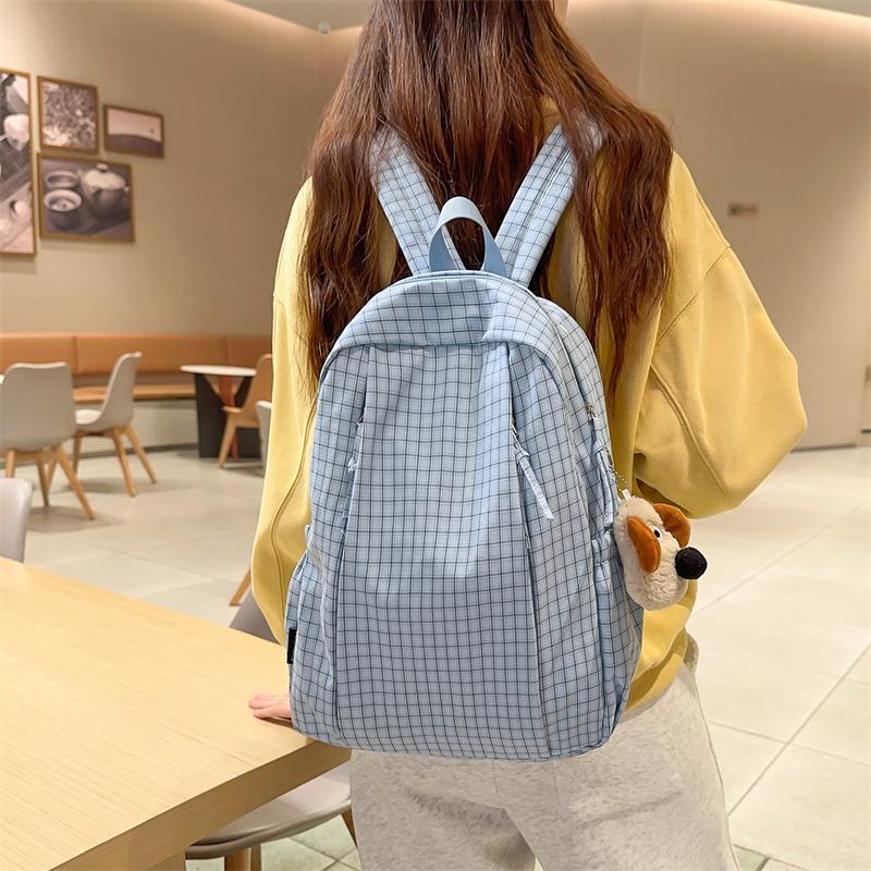 Plaid Women's College Style Backpack Large Capacity Junior Senior High School Student Schoolbag