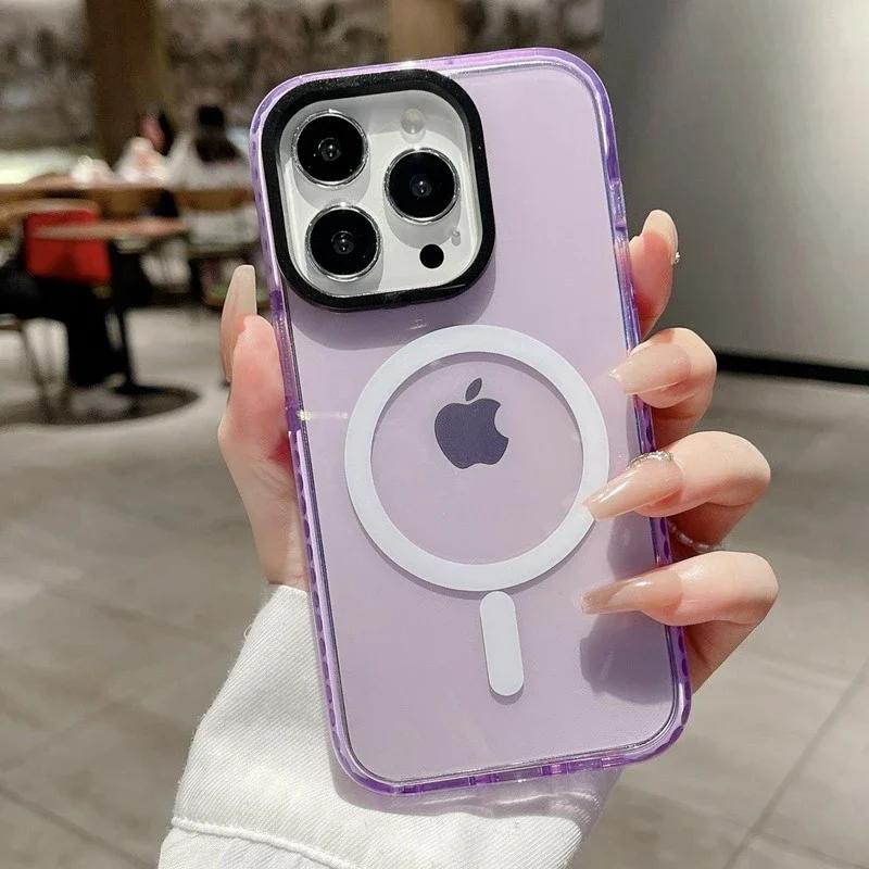 Luxury Wireless Charging Magsafe Phone Case For iPhone 17 12 13 14 15 16 17 Pro Max Magnetic Transparent Bumper Back Cover