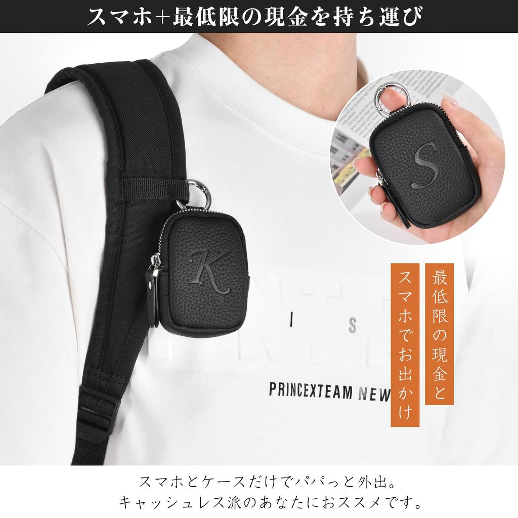 Mini coin initial embossed earphone earphone headphone storage PU small zipper key handheld pouch pouch, purse, case, pouch, bag, leather, makeup,