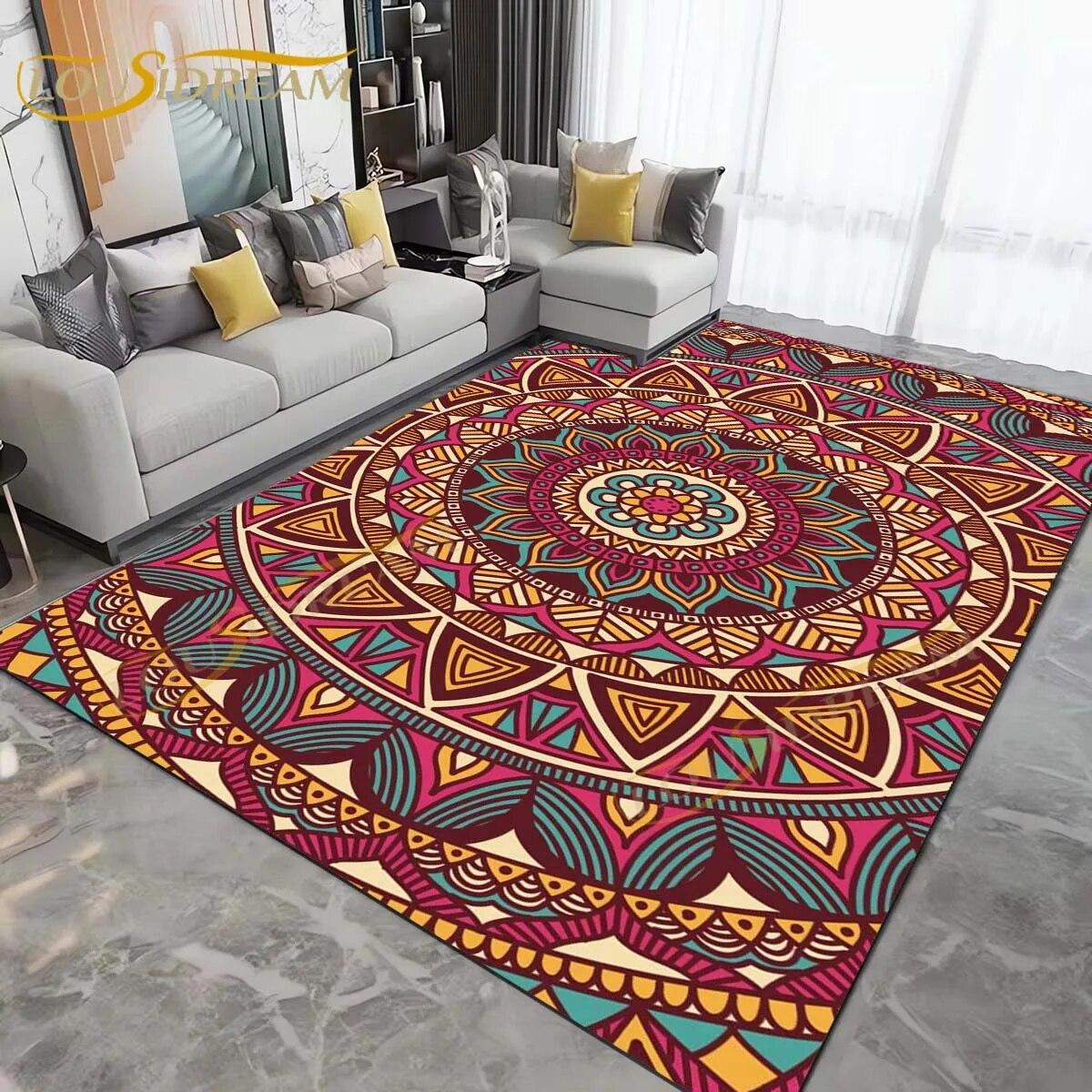3D Этнический Ковер Мандала Современные Коврики Градиент Мандала Прямоугольный Ковер для Гостиной Спальни Детские Ковры Красочный Коврик Декор 40cm x 60cm