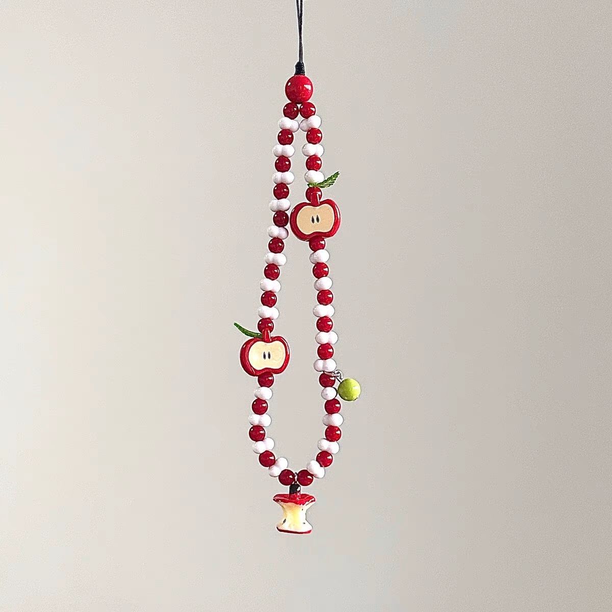 

New Phone Strap Lanyard With Fruit Charms Pendant Cute Kawaii White Red Bead Handmade Cases For iP 11 Airpods Earphones Ins