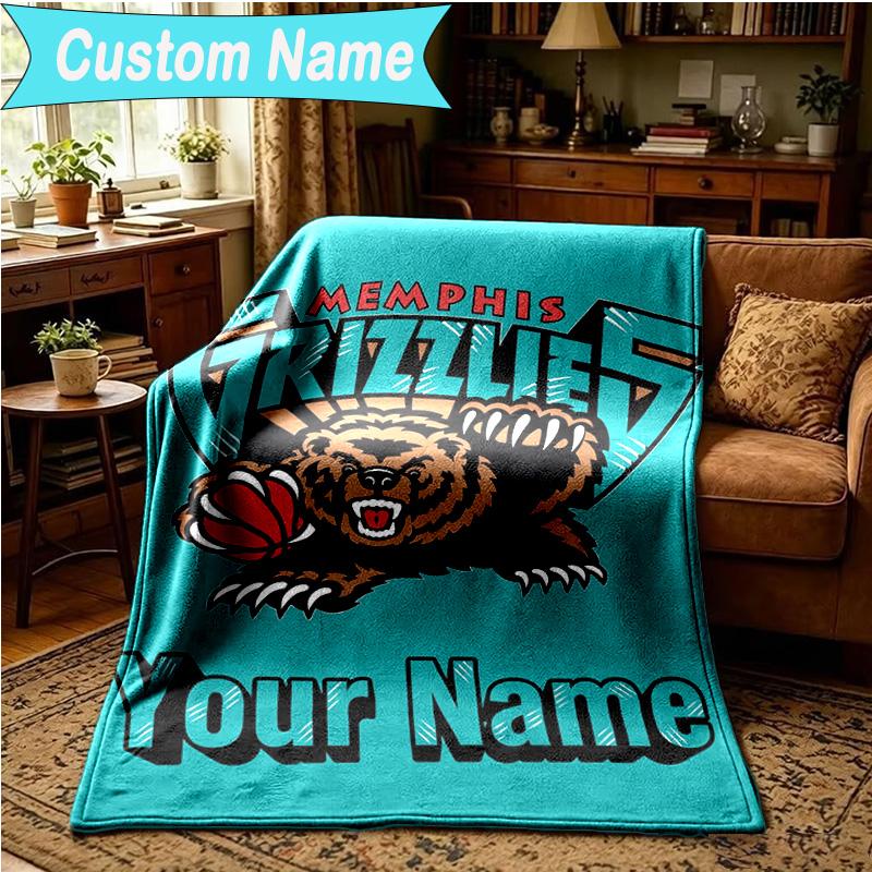 1PC Custom Name Blanket Grizzly Marks Logo Design Flannel blankets Patterns Throw Blanket All-Season Soft Gift for Couch, Bed, Camping, Birthday gifts