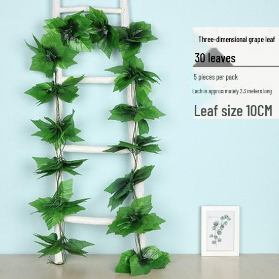 Green Leaf Rattan Grape Decorative Artificial Vine for Balcony & AC Pipe Cover