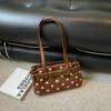Xeie Thuk Tote Bag Women Velvet Polka Dot Underarm Handheld Daily Commute