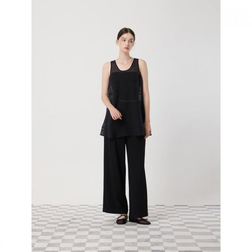 Cc Collect. Sleeveless Sheer Blouse C252msc042 blacks/66