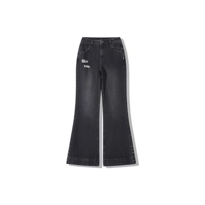 Li Ning X Pleasures Kollaboration Einfarbige Schlaghose Damen Unterteile Schwarz AJQT384-1
