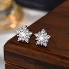 Luxury Crystal Flower Stud Earrings For Women White CZ Stone Romantic Snowflake Shaped Earrings Jewelry Gift Accessories