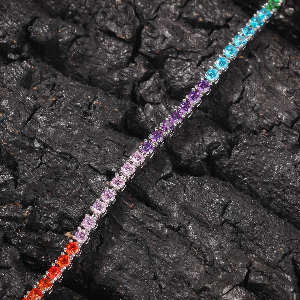 Factory 3.5mm Copper Rainbow Tennis Chain AAA+ CZ Iced Out Chain Stackable Jewelry for Women Supplier