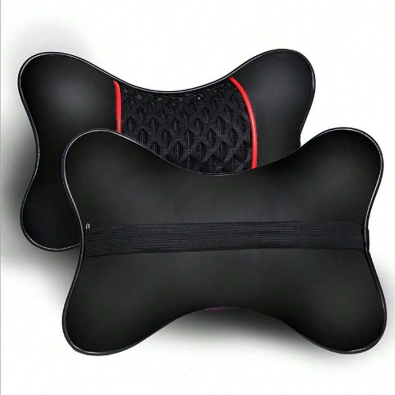 PU Leather Knitted Car Pillows Headrest Neck Rest Cushion Support Seat Accessories Auto Black Safety Pillow Universal Decor