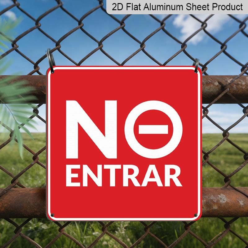 

2D Flat 1pc, Spanish No Trespassing Sign - Heavy-Duty Aluminum Metal No Entrar Warning Plaque with Prohibition Symbol, Red/White Bilingual 20*20cm