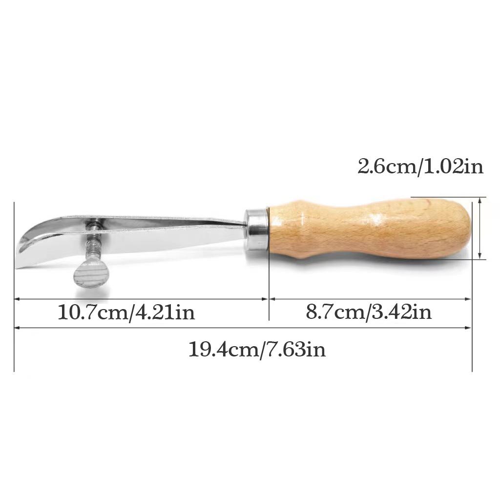 Wood Handle Leather Edging Creaser Tool Adjustable Leather Scriber Tool Leather Working Tool for Leather Craft Stitching