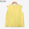 ZANZEA Women Casual Round Neck Summer Sleeveless Print Vest Tops