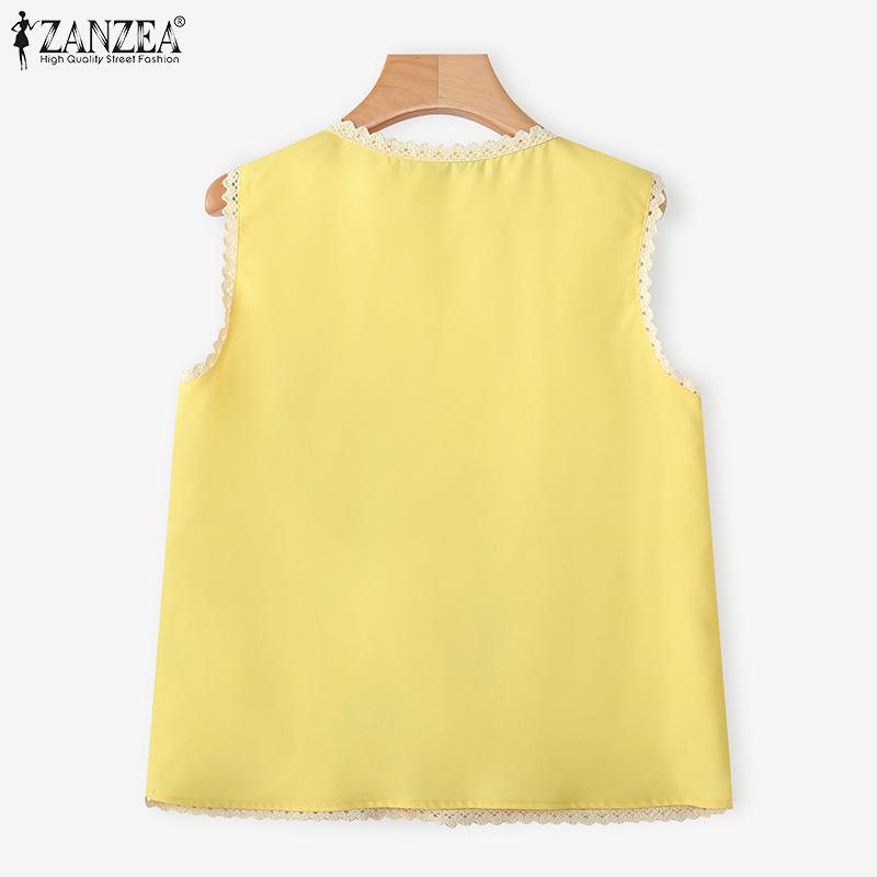 ZANZEA Women Casual Round Neck Summer Sleeveless Print Vest Tops