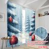 2pcs,2D Plane Printing Curtain Popular Christmas Tree Snow Winter Ornaments Durable Polyester (without Rod) Outdoor Decorations