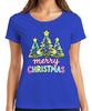 Merry Christmas Neon Christmas Trees Light Up Font Retro Gift Ladies TShirt