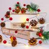 LED Christmas Pine Needle & Cone String Lights - Bell Style, Colorful with Red Berries