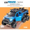 1/24 Scale Toy Pickup Trucks, Truck Toy, Ford F150 Diecast Metal Pickup with Sound and Light, 6x6 Off-Road Pull Back Trucks with Motorcycle for Kids