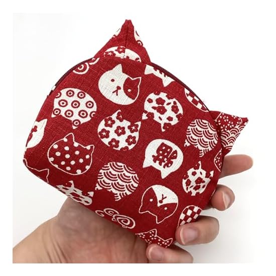 Kyoyu Made in Japan Kyoto Ear-shaped Pouch Approx. 10×13×4cm Cat Pattern Accessory Case Japanese Pat