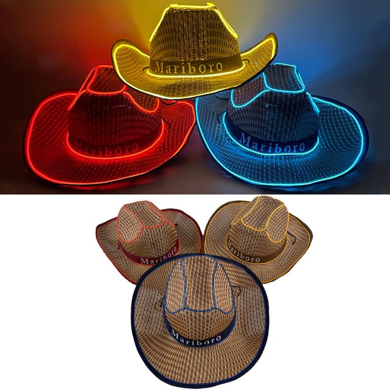 Iridescent LED Light-up Sequin Cowboy Hat for Christmas and Halloween Carnival