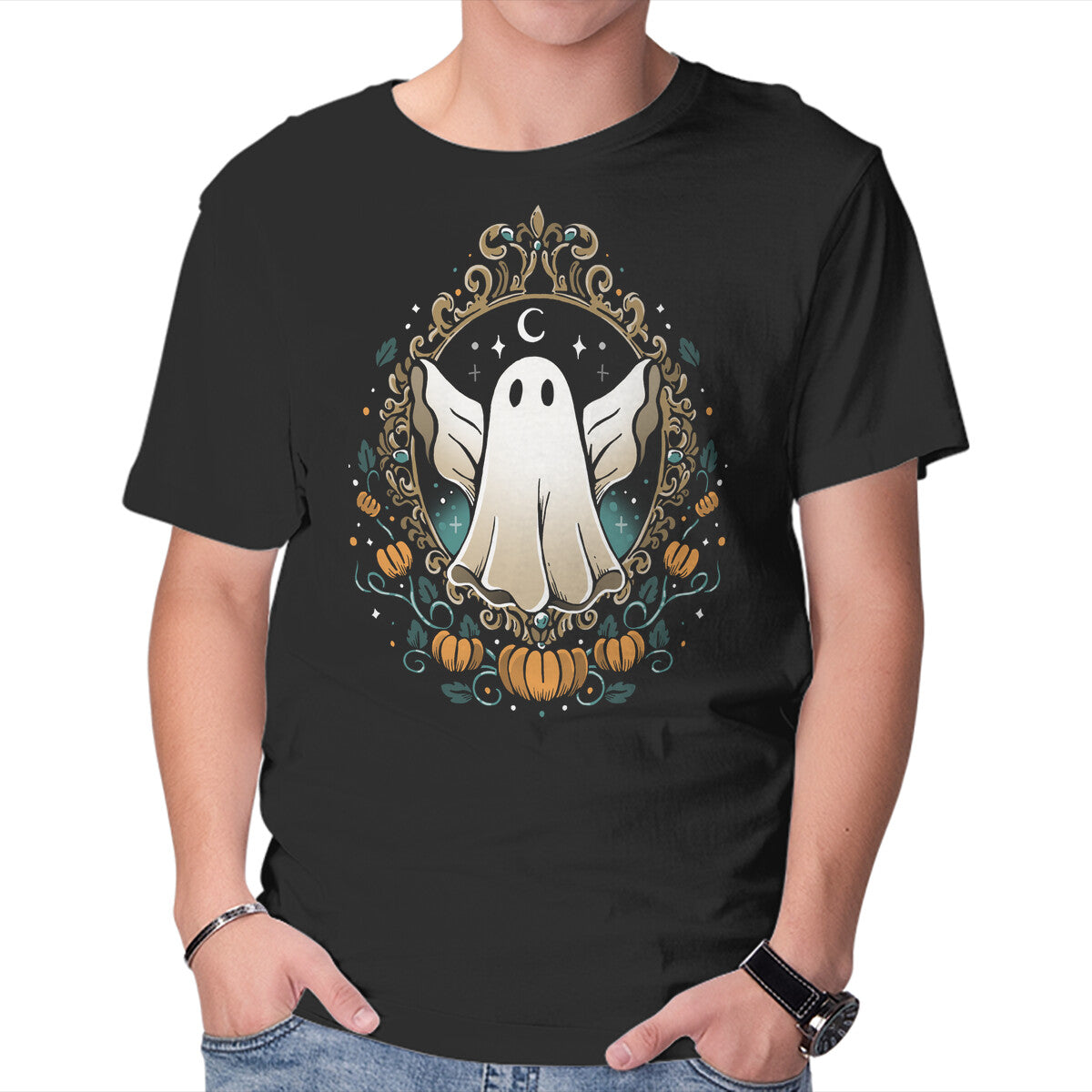 Unisex Crew Neck T-Shirt Ghost Mirror Graphic Short Sleeve Casual Tee XL