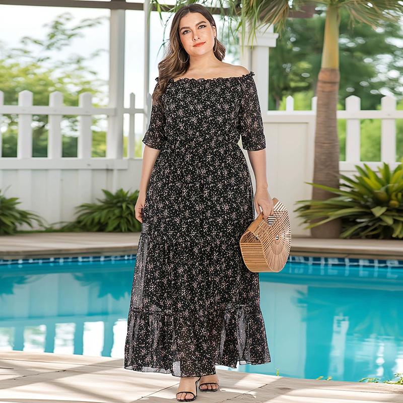 Women Dress Summer Short Sleeve Woman Long Dresses Casual Maxi Dress Bohemia Print Plus Size Dresses