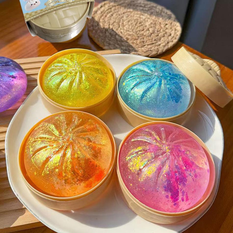 Colorful Smiley Face Simulation Steamer, Big Steamed Buns, Kneading And Kneading, Cute, Slow Rebound, Food Toys, Maltose Buns, L