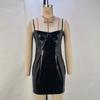 European and American Women's Sexy PU Suspender Dress - Slim Fit Hip Skirt