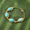 Copper-Plated Gold Oval Natural Stone Bohemian Bracelet: High-End, Luxurious, Versatile Retro Hand Jewelry for Women