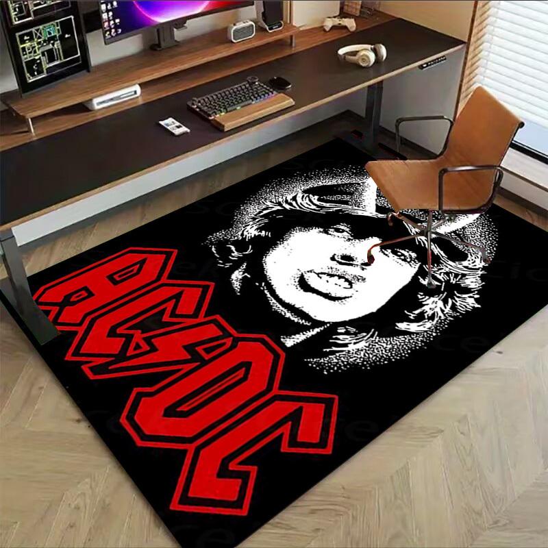 1pc ACDC Home Office, Durable Polyester Floor Mat with Easy, Office Decor, Urban Style, Nonslip Backing