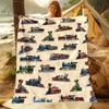 Three-Dimensional Steam Train Print Art Blanket - Soft All-Season Multi-Purpose Throw for Sofa, Bed, Travel, Office & Gift