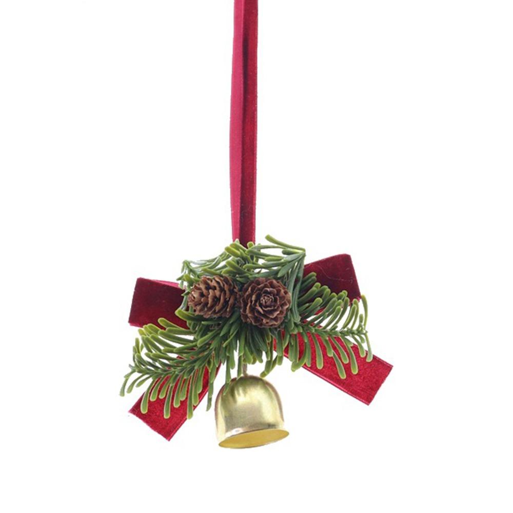 Velvet Bow Christmas Bell Wreath Creative Christmas Bell Pendant  Xmas Party Supplies