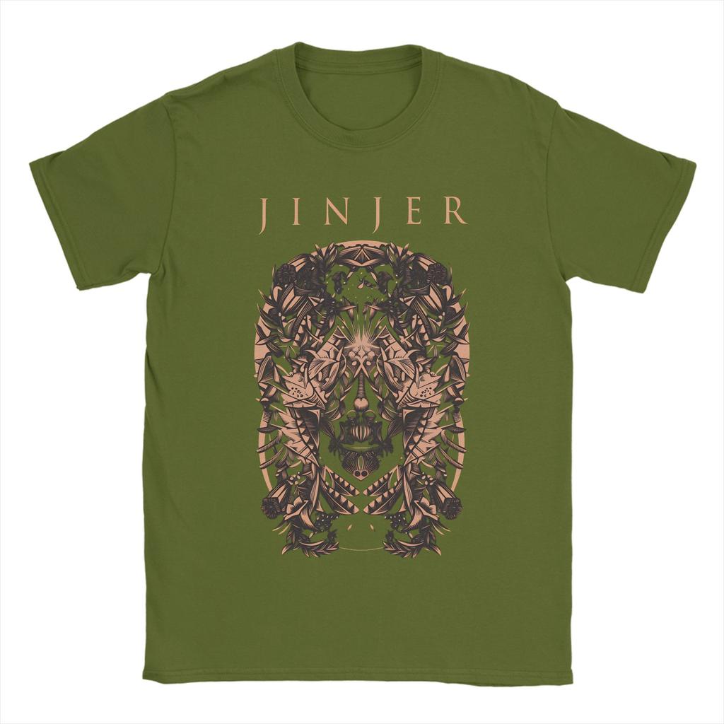 Casual Jinjer Band Logo TShirt for Unisex Round Neck Cotton T Shirts  Short Sleeve Tees Gift Clothing